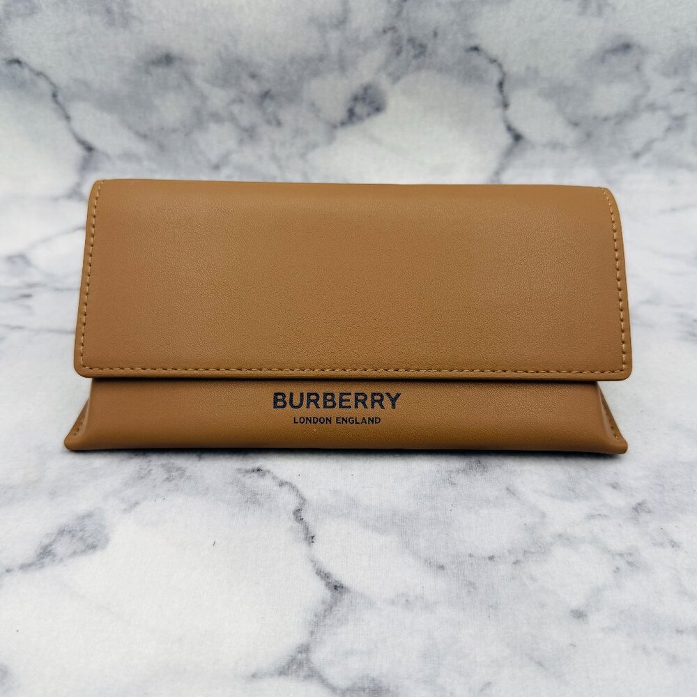 Burberry Sunglasses Eyeglasses Case,Large Camel Brown Leather Triangle Case,Wide